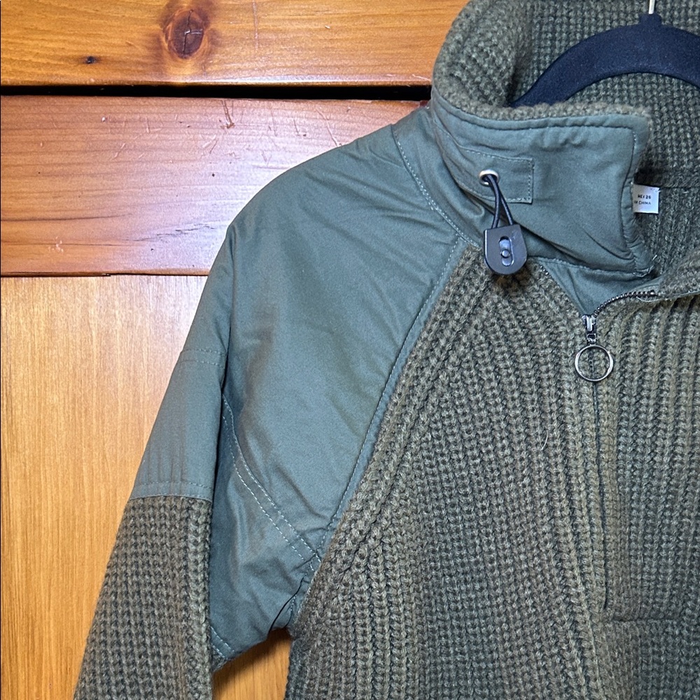 Zara Olive Green Knit Sweater with High Collar - Picture 3 of 7